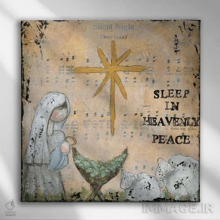 تابلو شب خاموش (سرود کریسمس) اثر اشلی بردلی - نمای روبهرو روی دیوار
