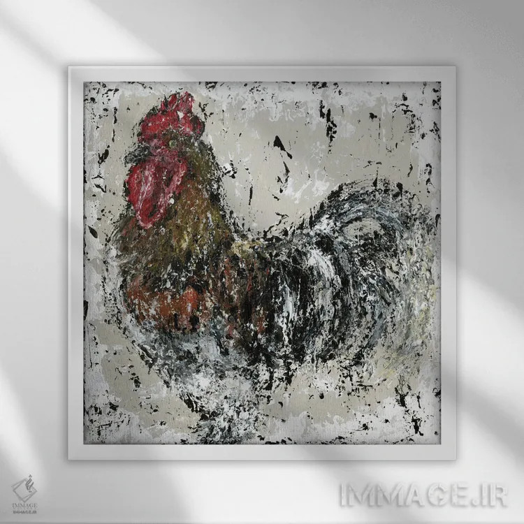 تابلو خروس خانه روستایی اثر اشلی بردلی - نمای قابدار سفید