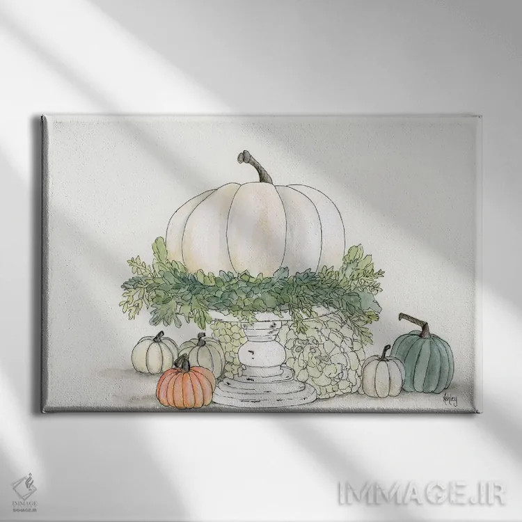 تابلو کدو تنبل روی پایه اثر اشلی بردلی - نمای روبهرو روی دیوار