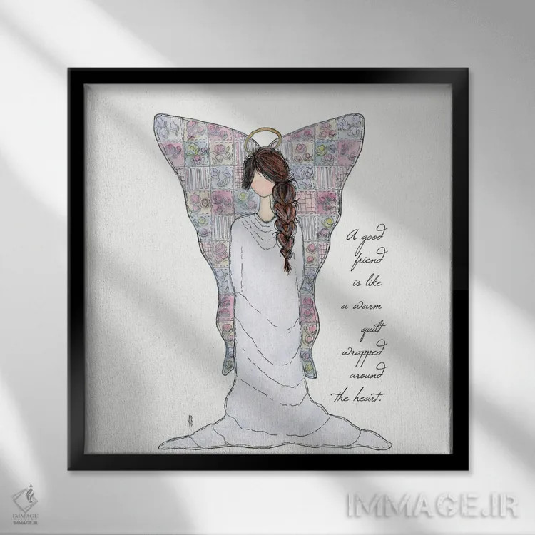 تابلو فرشتهٔ دوستی II اثر اشلی بردلی - نمای قابدار مشکی