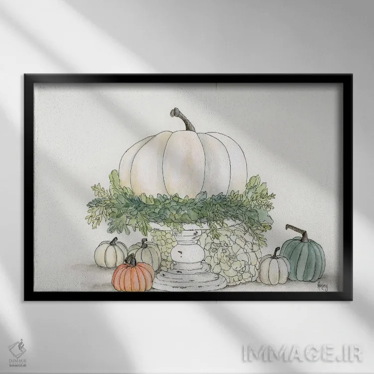 تابلو کدو تنبل روی پایه اثر اشلی بردلی - نمای قابدار مشکی