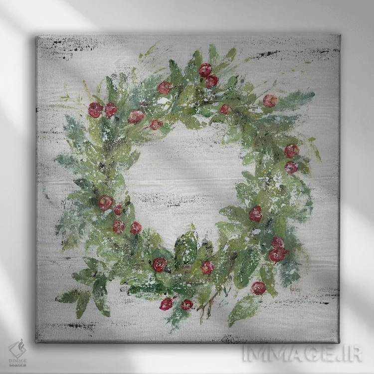 تابلو حلقهگل میوهای اثر اشلی بردلی - نمای روبهرو روی دیوار
