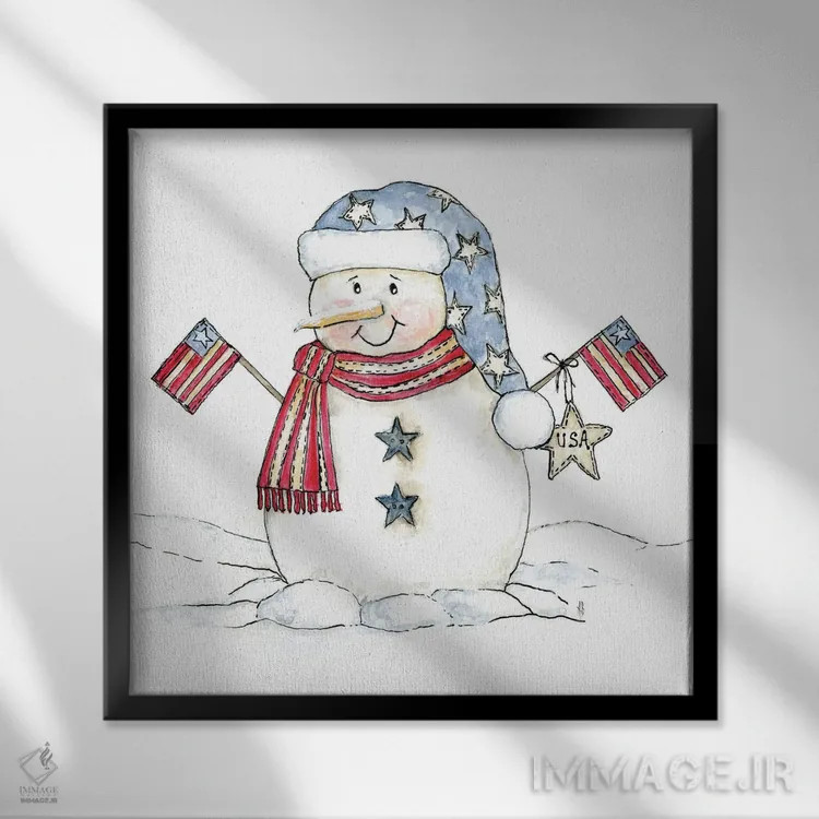 تابلو آدم برفی میهنپرست اثر اشلی بردلی - نمای قابدار مشکی