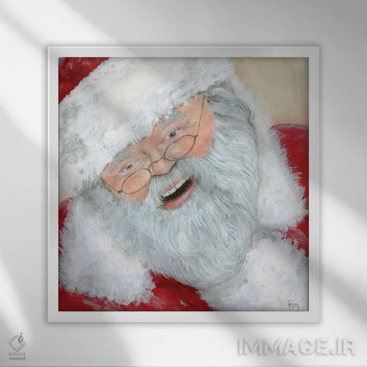 تابلو بابانوئل قدیمی اثر اشلی بردلی - نمای قابدار سفید