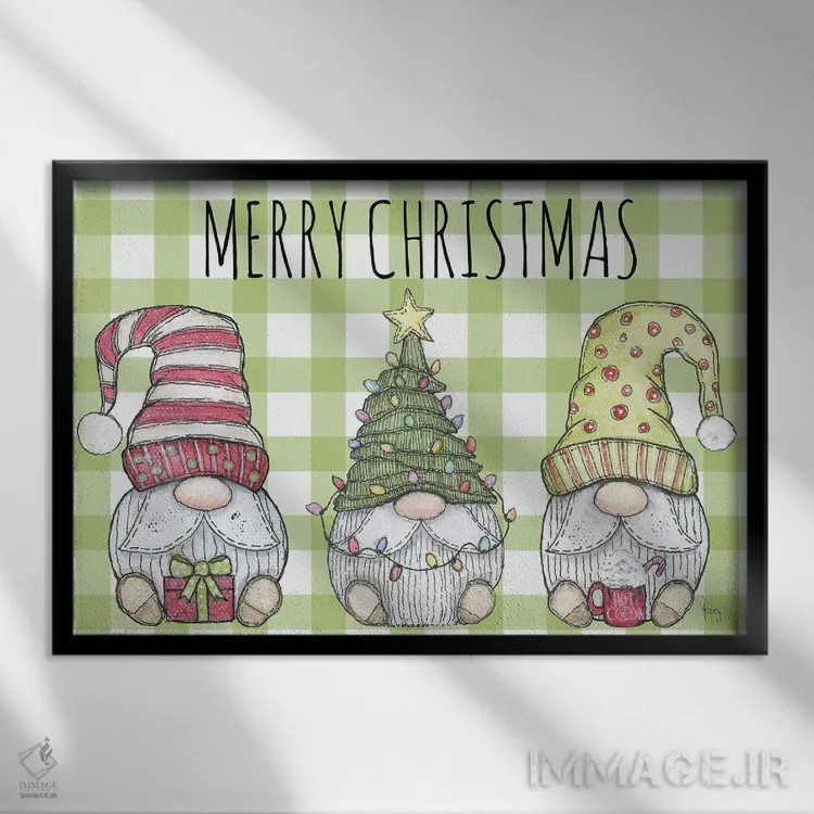 تابلو کوتولههای کریسمس مبارک اثر اشلی بردلی - نمای قابدار مشکی