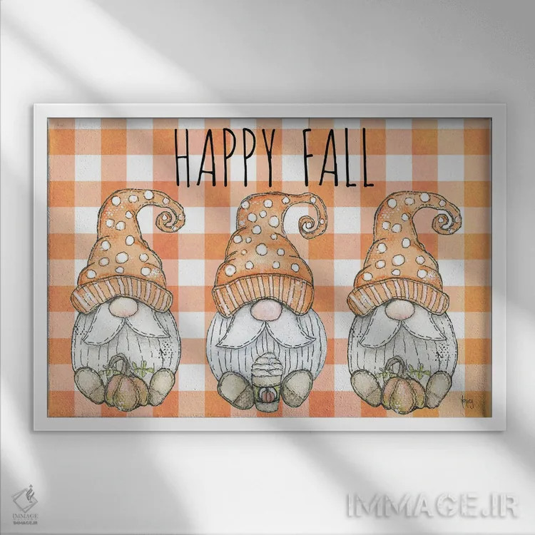 تابلو کوتولههای پاییز شاد اثر اشلی بردلی - نمای قابدار سفید