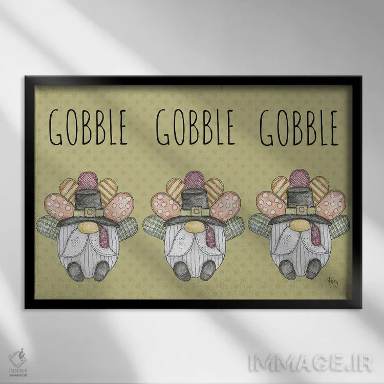 تابلو غارغار بوقلمون (Gobble Gobble) اثر اشلی بردلی - نمای قابدار مشکی