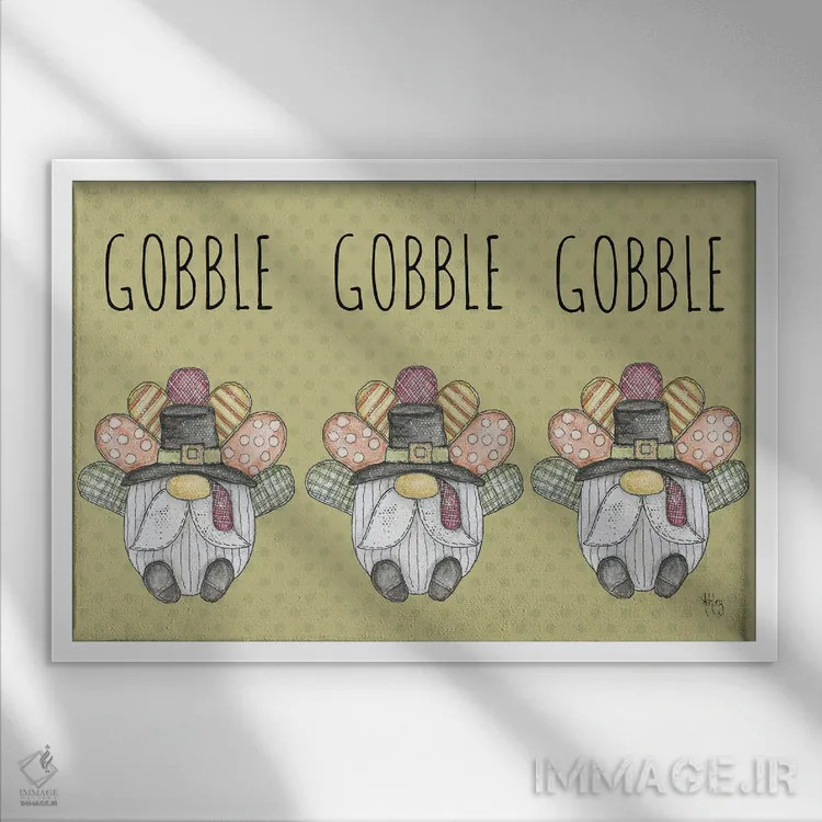 تابلو غارغار بوقلمون (Gobble Gobble) اثر اشلی بردلی - نمای قابدار سفید