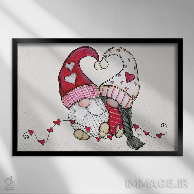 تابلو کوتولههای ولنتاین اثر اشلی بردلی - نمای قابدار مشکی