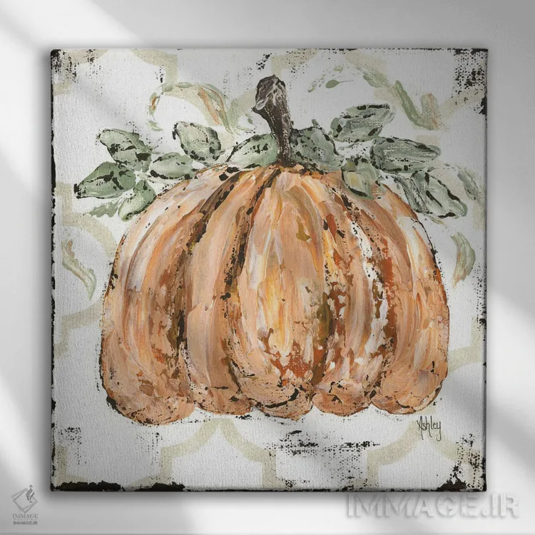 تابلو کدو تنبل نارنجی اثر اشلی بردلی - نمای روبهرو روی دیوار