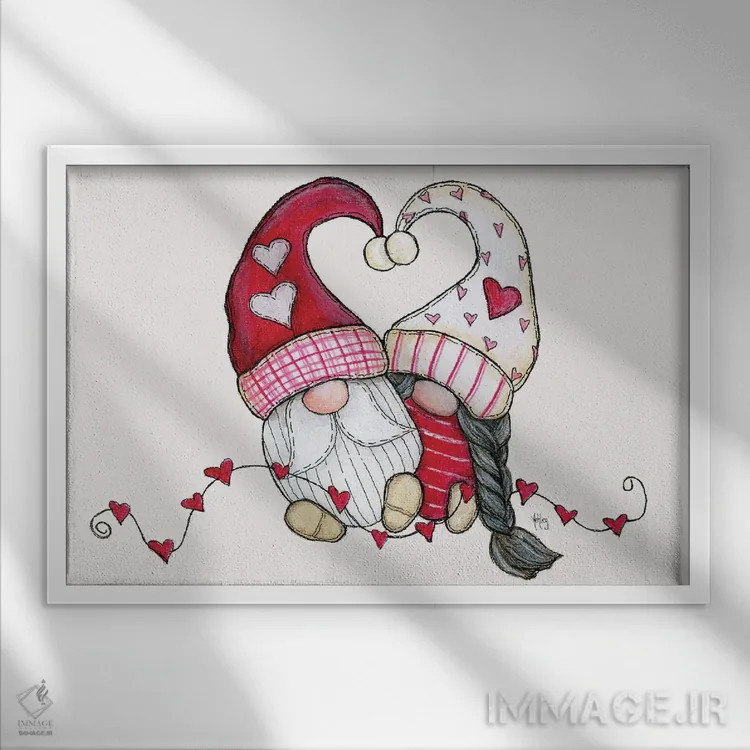 تابلو کوتولههای ولنتاین اثر اشلی بردلی - نمای قابدار سفید