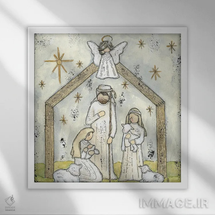 تابلو The Lamb Of God,اینک برهٔ خدا اثر اشلی بردلی - نمای قابدار سفید