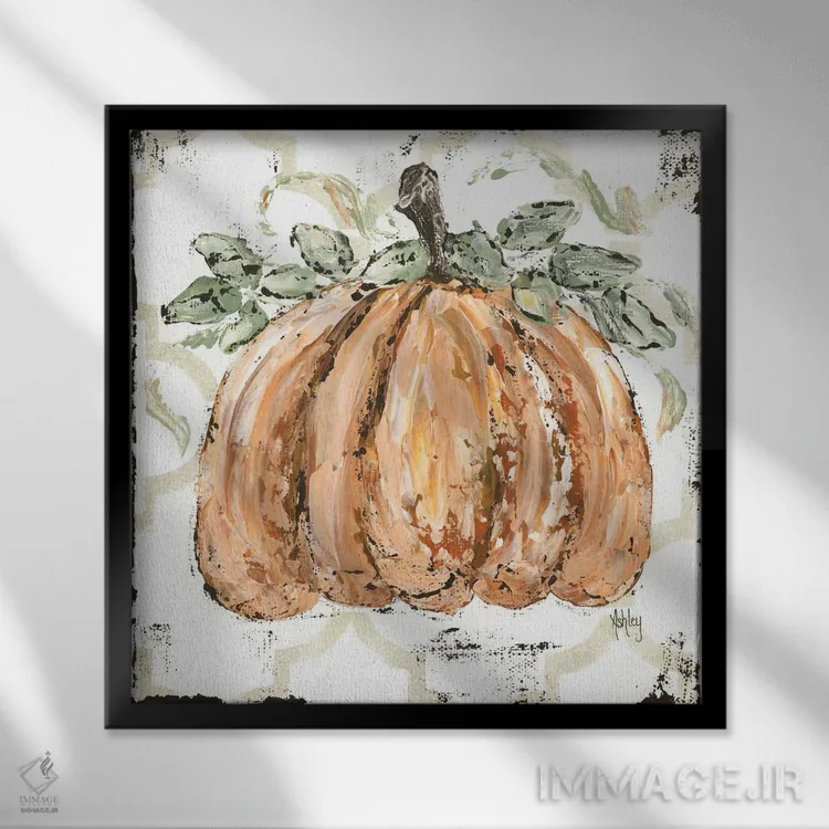 تابلو کدو تنبل نارنجی اثر اشلی بردلی - نمای قابدار مشکی