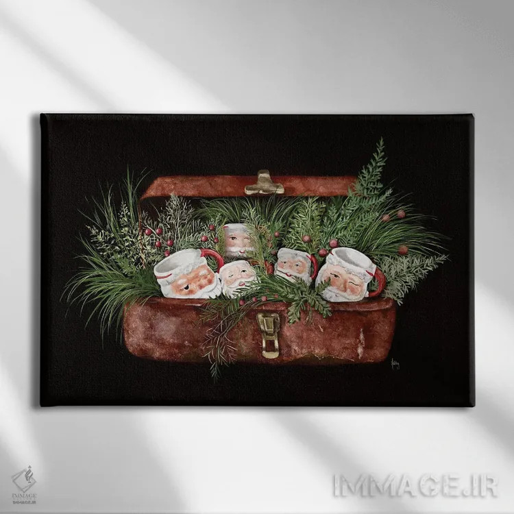 تابلو لیوانهای بابانوئل قدیمی اثر اشلی بردلی - نمای روبهرو روی دیوار