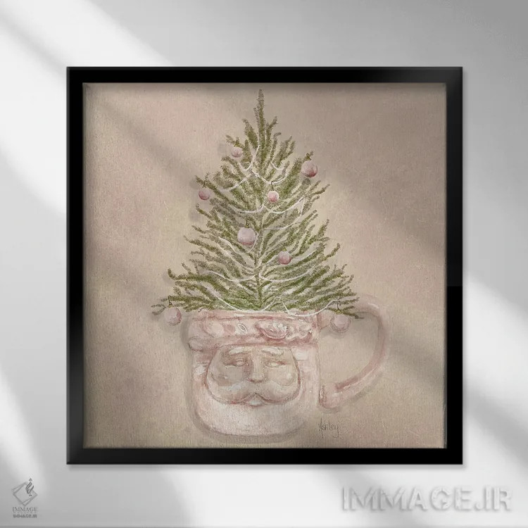تابلو فنجان صورتی شادی اثر اشلی بردلی - نمای قابدار مشکی