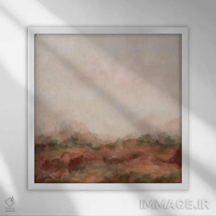 تابلو غروب ساگوارو (نوعی کاکتوس) اثر اشلی بردلی - نمای قابدار سفید