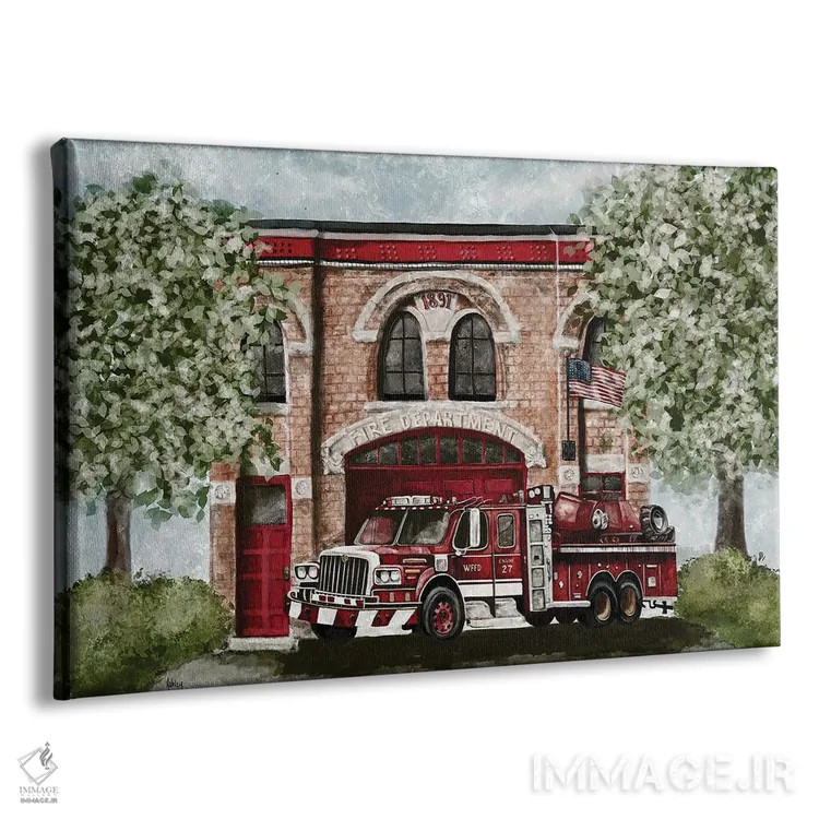 تابلو ماشین آتشنشانی قدیمی اثر اشلی بردلی - نمای پرسپکتیو محصول