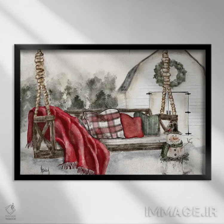 تابلو تاب ایوان زمستانی اثر اشلی بردلی - نمای قابدار مشکی