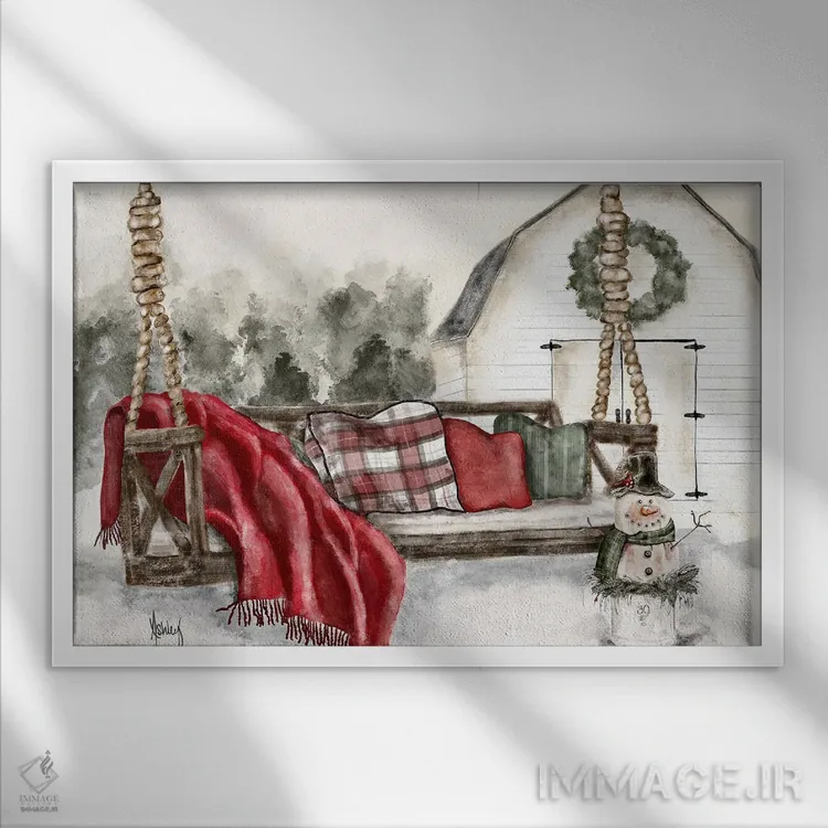 تابلو تاب ایوان زمستانی اثر اشلی بردلی - نمای قابدار سفید