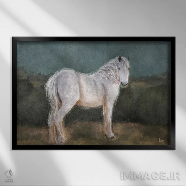 تابلو اسب احساسی اثر اشلی بردلی - نمای قابدار مشکی
