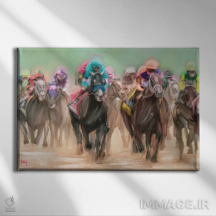 تابلو پایینِ مسیر برگشت (مسابقه اسبدوانی) اثر اشلی بردلی - نمای روبهرو روی دیوار