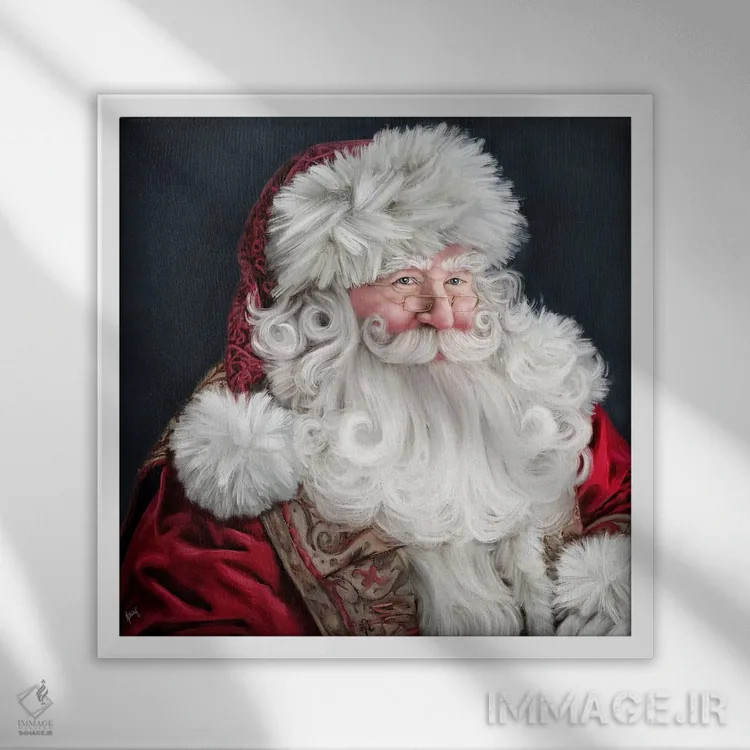 تابلو سن نیکلاس (بابانوئل) اثر اشلی بردلی - نمای قابدار سفید