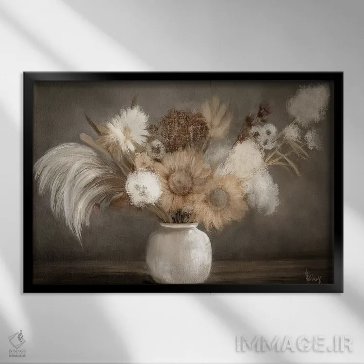 تابلو دستهگل بوهو (سبک هنری) اثر اشلی بردلی - نمای قابدار مشکی