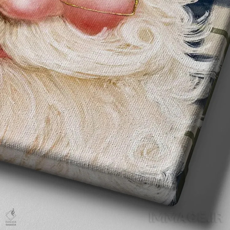 تابلو بابانوئل شطرنجی سرمهای اثر اشلی بردلی - نمای نزدیک بافت بوم