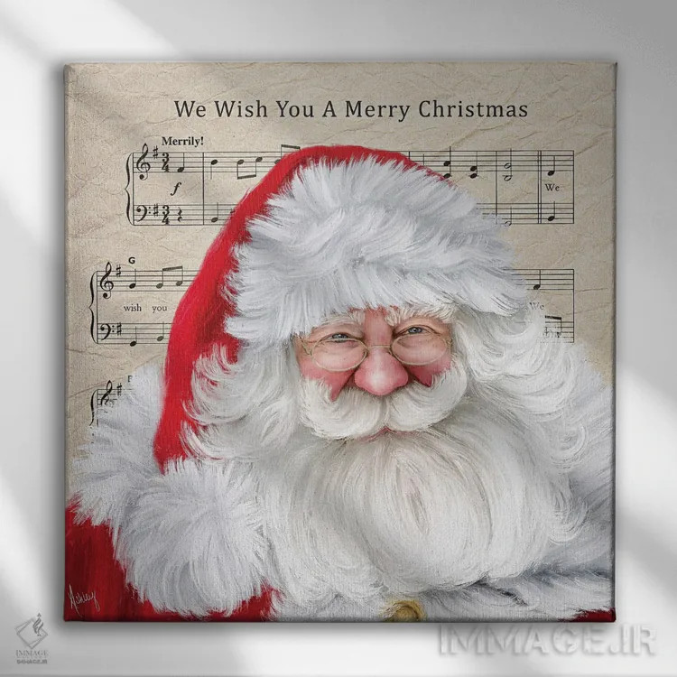 تابلو کریسمس شادی برایت آرزومندیم (سرود کریسمس) اثر اشلی بردلی - نمای روبهرو روی دیوار