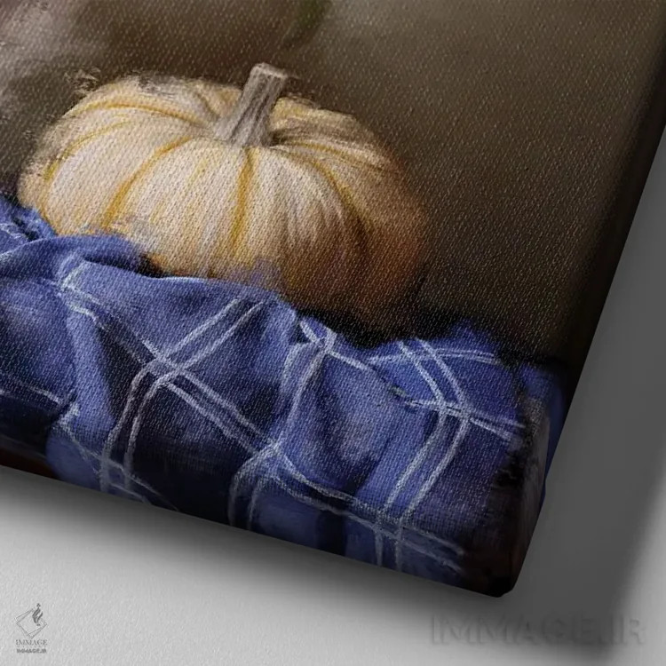 تابلو آفتابگردانها و قهوه اثر اشلی بردلی - نمای نزدیک بافت بوم