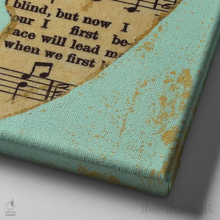 تابلو فیض شگفتانگیز آبی و طلایی اثر اشلی بردلی - نمای نزدیک بافت بوم