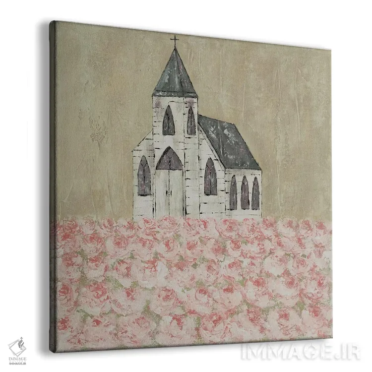 تابلو کلیسا و مزرعهٔ گل صدتومانی اثر اشلی بردلی - نمای پرسپکتیو محصول