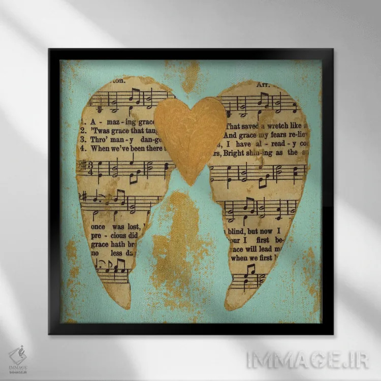 تابلو فیض شگفتانگیز آبی و طلایی اثر اشلی بردلی - نمای قابدار مشکی