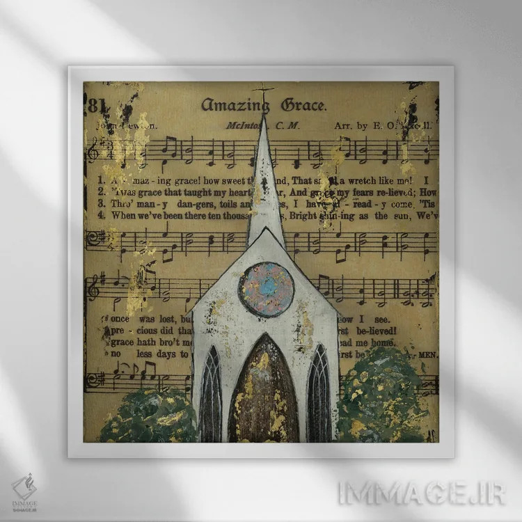 تابلو کلیسای فیض شگفتانگیز اثر اشلی بردلی - نمای قابدار سفید