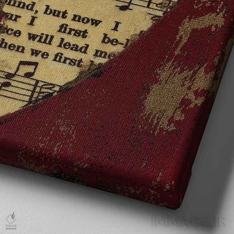 تابلو فیض شگفتانگیز قرمز برنزی اثر اشلی بردلی - نمای نزدیک بافت بوم