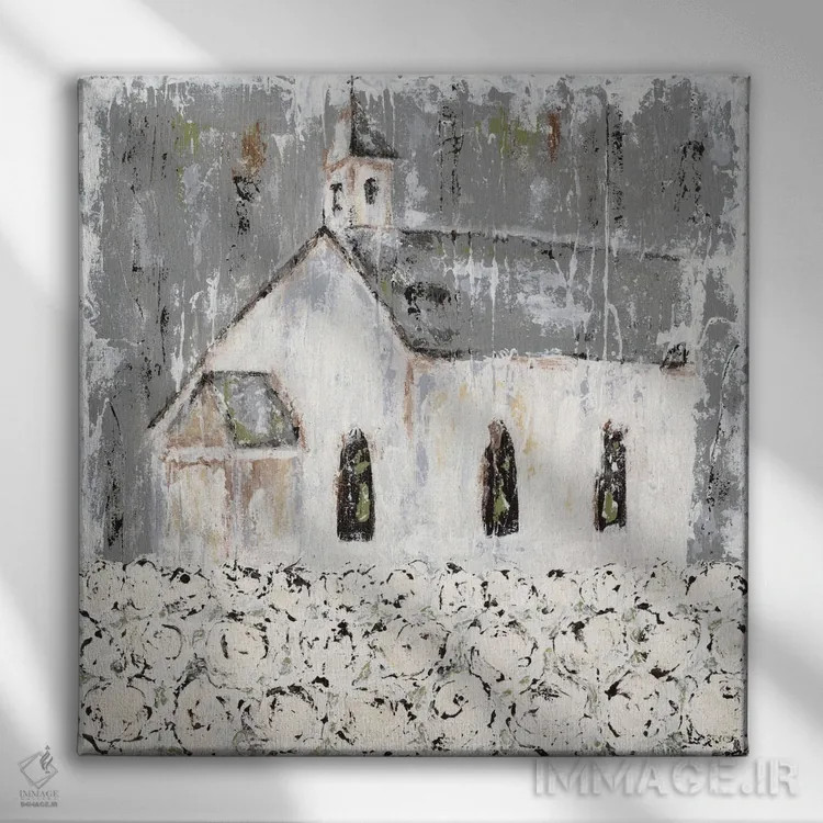 تابلو کلیسای مزرعهٔ پنبه اثر اشلی بردلی - نمای روبهرو روی دیوار