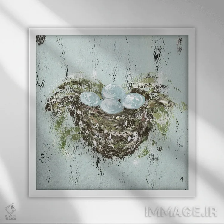 تابلو لانهٔ پرنده اثر اشلی بردلی - نمای قابدار سفید