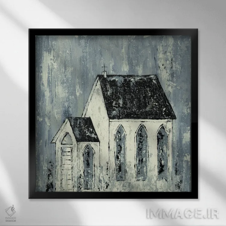 تابلو کلیسای آبی اثر اشلی بردلی - نمای قابدار مشکی