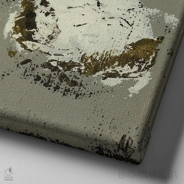 تابلو ساقههای پنبه خاکستری اثر اشلی بردلی - نمای نزدیک بافت بوم