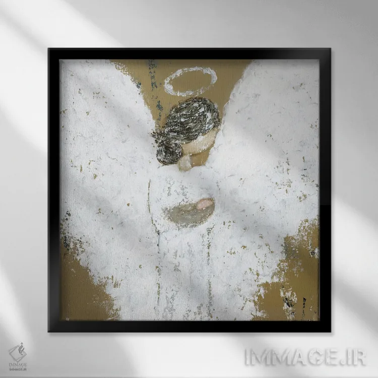 تابلو فرشتهٔ نوزاد آسمانی اثر اشلی بردلی - نمای قابدار مشکی