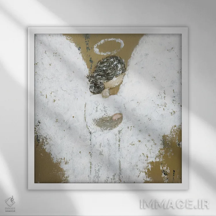 تابلو فرشتهٔ نوزاد آسمانی اثر اشلی بردلی - نمای قابدار سفید