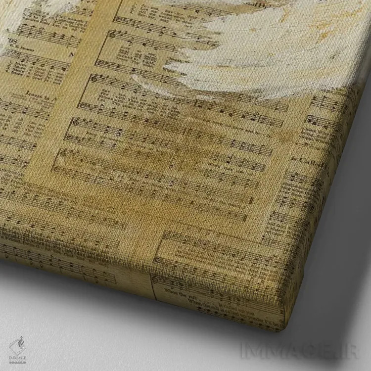 تابلو فرشتهٔ موسیقایی اثر اشلی بردلی - نمای نزدیک بافت بوم