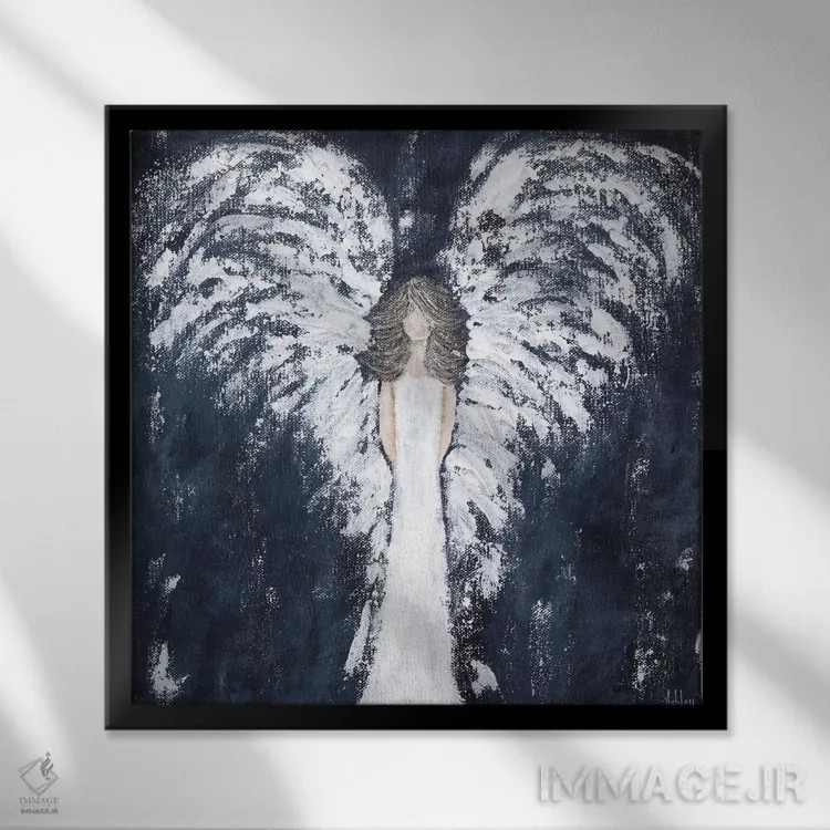 تابلو فرشتهٔ سرمهای اثر اشلی بردلی - نمای قابدار مشکی