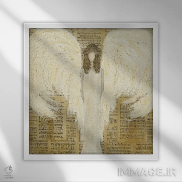 تابلو فرشتهٔ موسیقایی اثر اشلی بردلی - نمای قابدار سفید