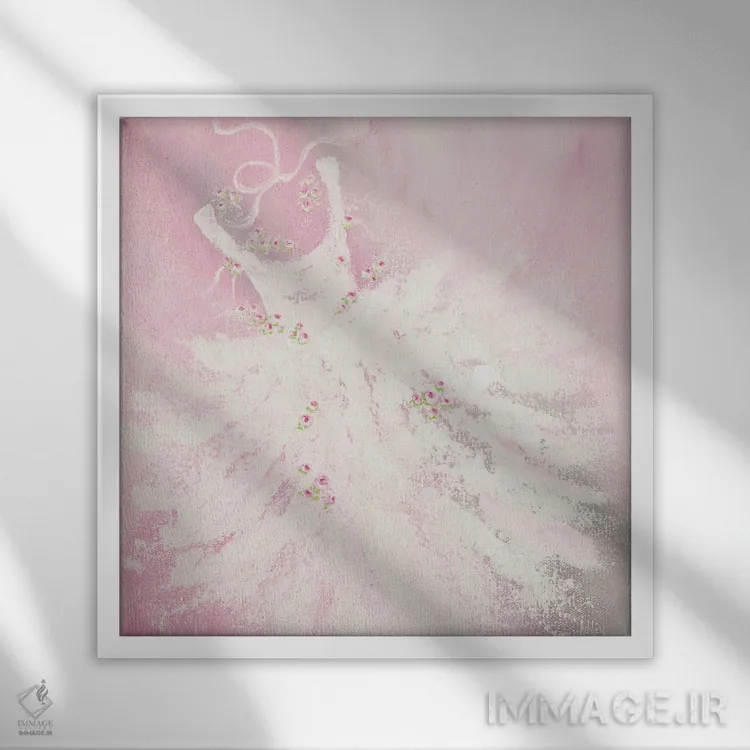 تابلو دامن بالرین صورتی (توتو) اثر اشلی بردلی - نمای قابدار سفید