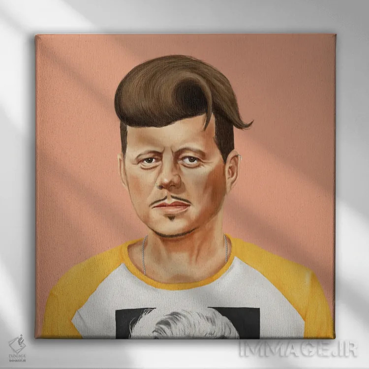 تابلو جان کندی (رئیسجمهور آمریکا) اثر امت شیمونی - نمای روبهرو روی دیوار