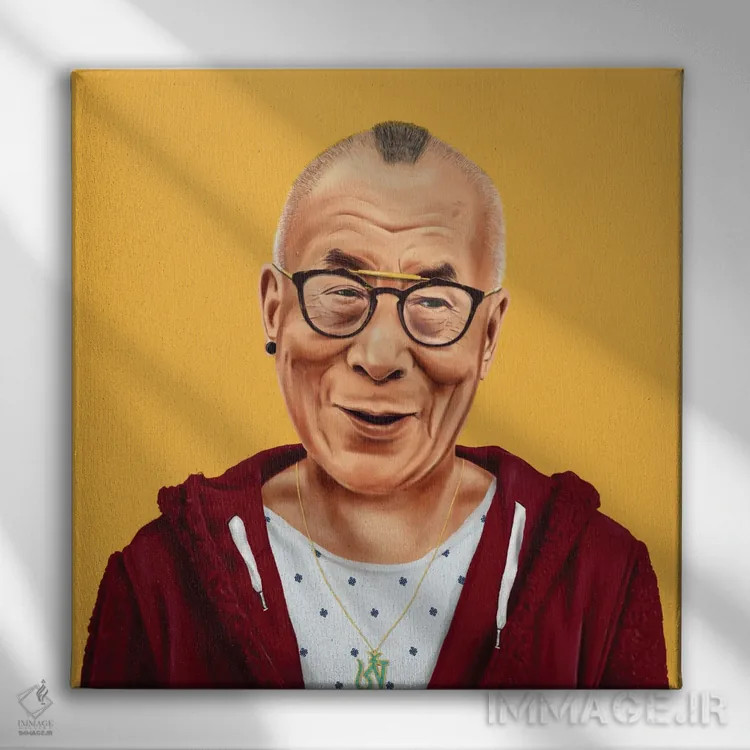 تابلو دالایی لاما (رهبر بودایی) اثر امت شیمونی - نمای روبهرو روی دیوار