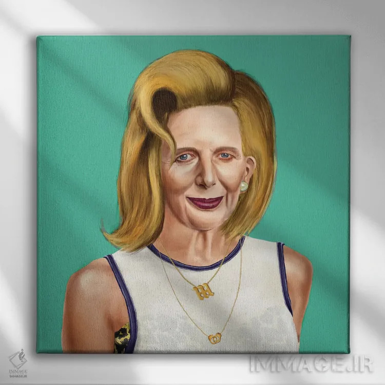 تابلو مارگارت تاچر (سیاستمدار) اثر امت شیمونی - نمای روبهرو روی دیوار
