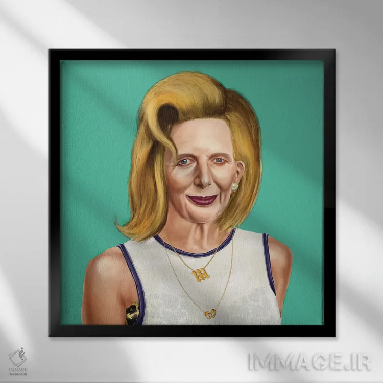تابلو مارگارت تاچر (سیاستمدار) اثر امت شیمونی - نمای قابدار مشکی