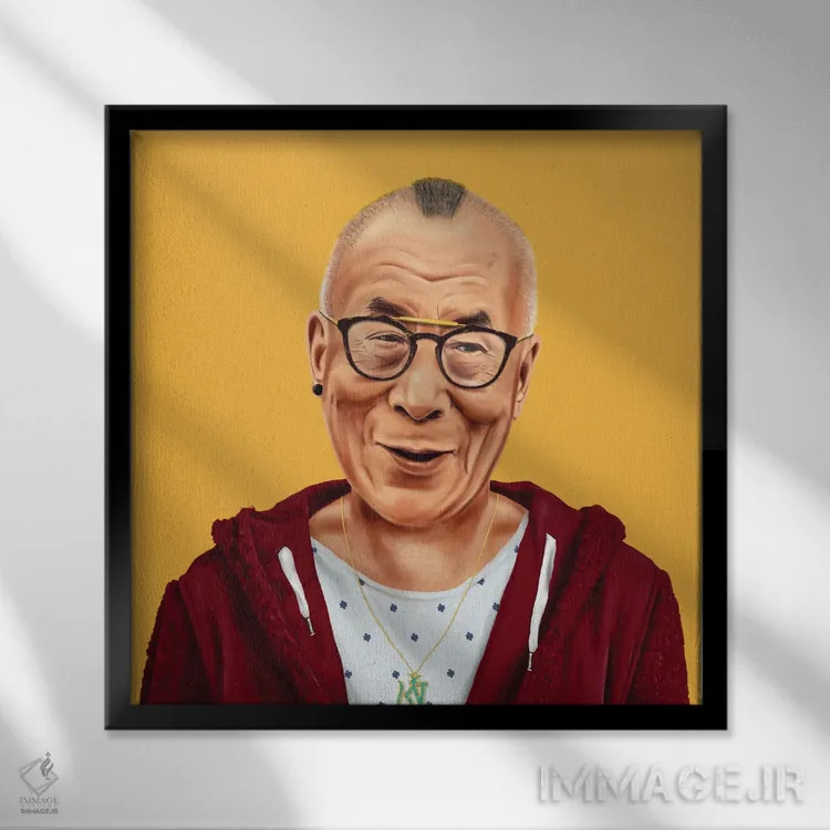 تابلو دالایی لاما (رهبر بودایی) اثر امت شیمونی - نمای قابدار مشکی